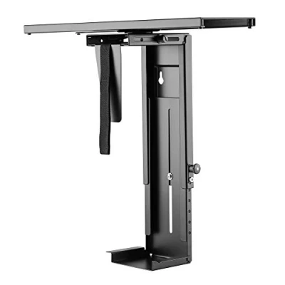 Immagine di RICOO Supporto PC scrivania TRH 05 Montaggio della case sotto tavolo Girevole 360 gradi Cassa computer fisso Salvaspazio Appoggio CPU Nero