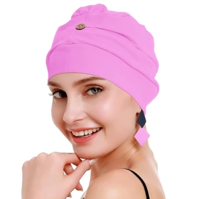 Immagine di osvyo copricapo da donna in cotone chemo con cancro e perdita di capelli, cappello cotone, leggero, confezione sigillata, rosa fluo, Taglia unica
