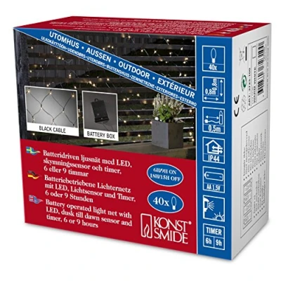 Immagine di Konstsmide Rete luminosa esterno A batteria 40 LED (monocolore) Bianco caldo