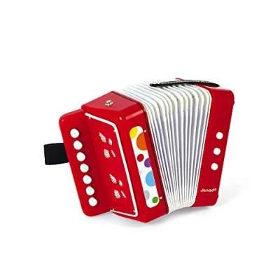 Immagine di Janod Fisarmonica Coriandoli, Strumento Musicale per Bambini, Giocattolo Di Imitazione e Risveglio Musicale, Cinghia Supporto, Colore: Rosso Da 3 Anni in su, J07620