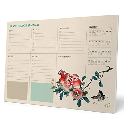 Immagine di Grupo Erik: Planning da Tavolo A4 Japanese in spagnolo Planner settimanale con 54 fogli a strappo, 21 x 29,7 cm, Agenda Organizer, To Do List Planner, scrivania