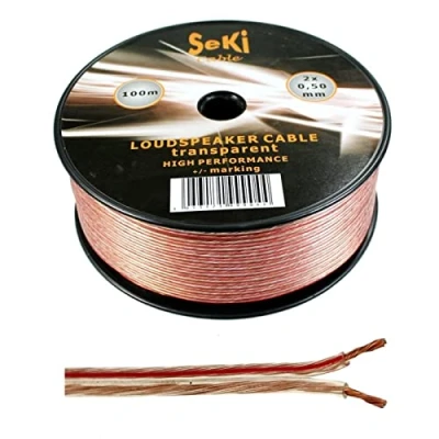 Immagine di SeKi Cavo per altoparlante, 2 x 0,50 mm2, 100 m, trasparente, CCA