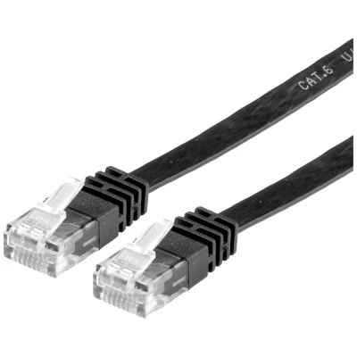 Immagine di Value 21.99.0962 RJ45 cavo di rete, patch CAT 6 U/UTP 2.00 m Nero non schermato, piatto, contatti connettore dorati 1 pz.