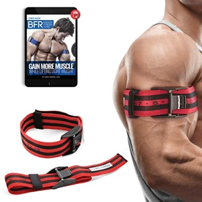 Immagine di Occlusion training Bands by Bfr Pro X Model, 2 Pack, Blood Flow Restriction con research backed 5,1 cm larghezza pull a stringere + sgancio rapido fibbia Pinch free