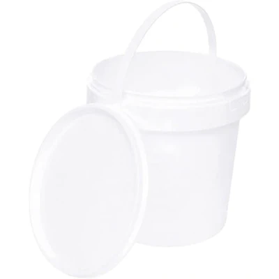 Immagine di BenBow Secchio con coperchio 1l bianco 10x 1 litri sicuro per gli alimenti, stabile, ermetico, a prova di perdite, inodore contenitore plastica, manico vuoto