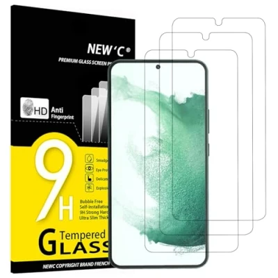Immagine di NEW&#039;C 3 Pezzi, Vetro Temperato per Samsung Galaxy S22+ / S22 Plus, Pellicola Prottetiva Anti Graffio, Impronte, Senza Bolle, Durezza 9H, 0,26mm Ultra Trasparente e Resistente