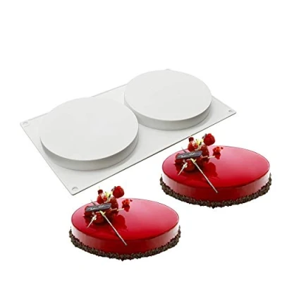 Immagine di Muffa in Silicone per stampi Mousse Dolci 3D, 2 fori Forma di torta piatta