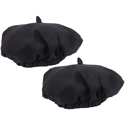 Immagine di com four® 2X Berretto Nero, per la Vita di Tutti i Giorni, Carnevale, Halloween e Feste a Tema, Béret in Taglia Unica, Ottimo Accessorio Moda o Costume