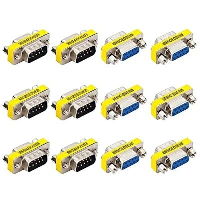 Immagine di GTIWUNG 12 Pezzi Adattatore VGA Femmina a Maschio 9pin Gender Changer F/F M/M Cavo prolunga accoppiatore SVGA per PC monitor 9 Pin DB9 RS232 Seriale