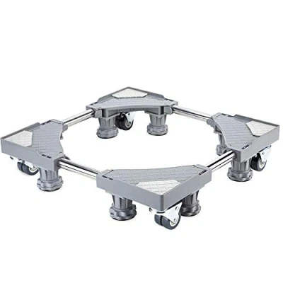Immagine di SMONTER Multifunzionale base mobile regolabile, universale, per asciugatrice, lavatrice e frigorifero, 8 piedi+4 ruote, grigio