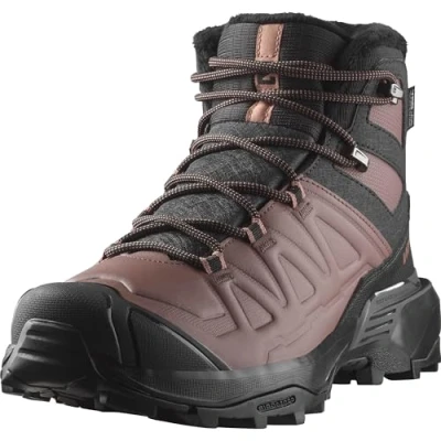Immagine di Salomon X Ultra Snowpilot Scarpe Impermeabili da trekking Donna, Stabilità sulla neve, Calore a lunga durata, Nata per l&#039;inverno, Black/Peppercorn/Cognac, 36 2/3 EU