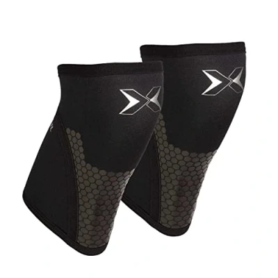Immagine di PICSIL Ginocchiere Hex Tech per Allenamento Funzionale, Manicotto di compressione Powerlifting e Sollevamento Pesi, Supporto Extra Stacchi Pesanti, Piegamenti, Neoprene (S, 5mm Nero)