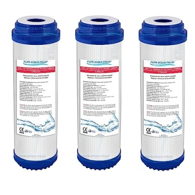 Immagine di Cartuccia GAC 10 per Filtraggio Acqua a Carbone Attivo Granulare osmosi inversa Set 3 pz.