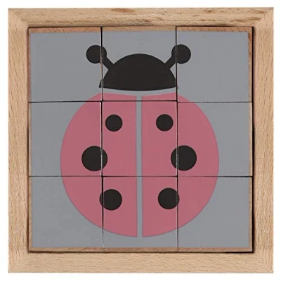 Immagine di Kindsgut Cubo puzzle di legno, giocattoli in legno per bambini piccoli, alta qualità, design semplice e colori tenui offrire divertimento, realizzare impilamento, animali