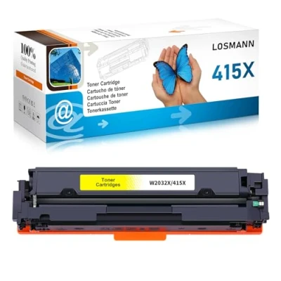 Immagine di LOSMANN 415X toner compatibile con HP 415A W2032X W2032A Cartuccia sostitutiva per Color Laserjet Pro MFP M479fdw M479fnw M479fdn M479dw M454dn M454dw M479 M454 M480f (Giallo)