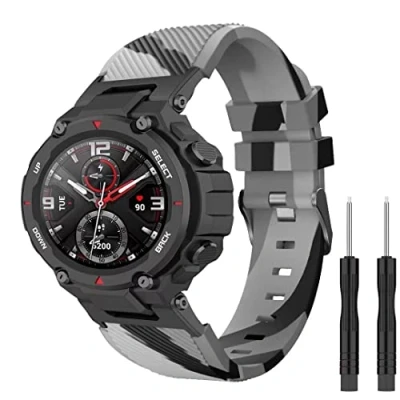 Immagine di iPartsonline Cinturino di ricambio in silicone compatibile con Amazfit T Rex/Amazfit Rex Pro Camo/Camouflage Wristband Smart Watch