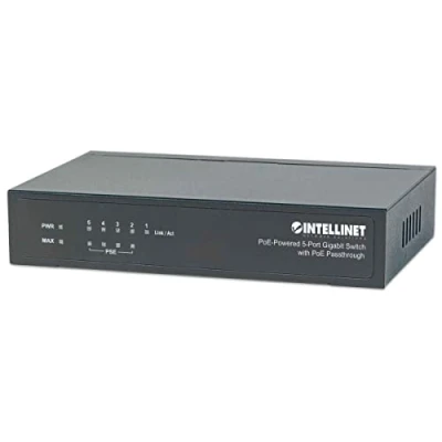 Immagine di intellinet Switch Poe a 5 Porte con 4 Gigabit e 1 Ingresso Gigabit, Uscita Budget di Alimentazione 68 W Tramite CA 60 26