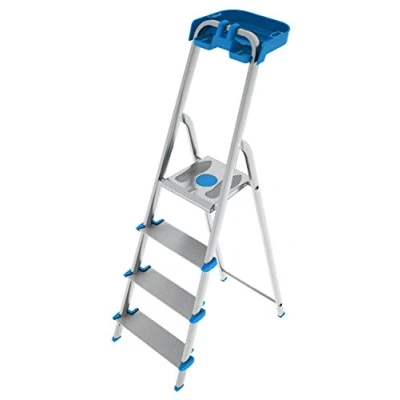 Immagine di COLOMBO Scala in alluminio a 4 gradini extra large con vaschetta porta oggetti