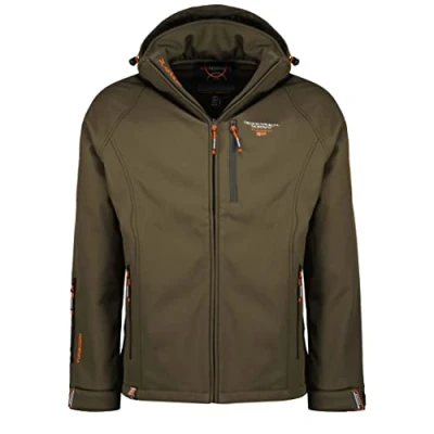 Immagine di Geographical Norway TABOO MEN Giacca Softshell impermeabile da uomo Cappotto con cappuccio per esterni antivento tattico invernale attività all&#039;aperto Khaki XXL