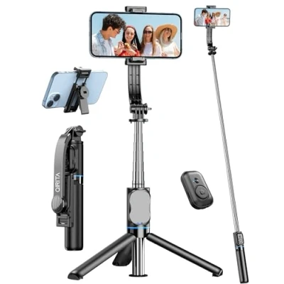 Immagine di Bastone Selfie, 41&#039;&#039; Estensibile Selfie Stick Treppiede per Smartphone con Clip Staccabile &amp; Telecomando Wireless, Rotazione a 360 Asta Compatibile iPhone/Android/Samsung/GoPro