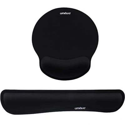 Immagine di Umitive Tappetino Mouse Ergonomico and Poggiapolsi per Tastiera, Materiali Memory Foam, Base Antscivolo PC, Laptop e Notebook (Nero)
