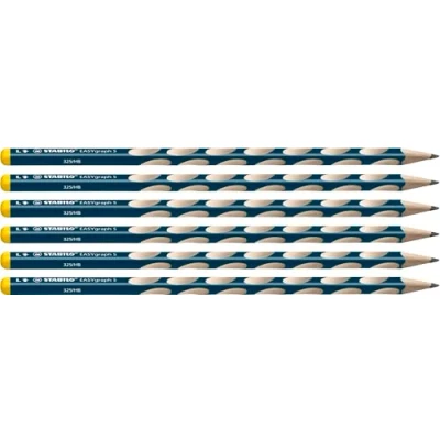 Immagine di Matita Ergonomica triangolare Sottile STABILO EASYgraph S per Mancini in Petrolio Confezione da 6 Gradazione HB