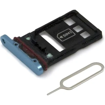 Immagine di MMOBIEL Doppio Vassoio Carta Sim Compatibile con Huawei P30 Pro 2019 Porta Scheda Inclusa guarnizione di gomma e Pin Blu
