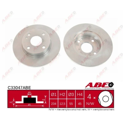 Immagine di ABE C33047ABE Disco freno Assale anteriore 235 12 4 pieno