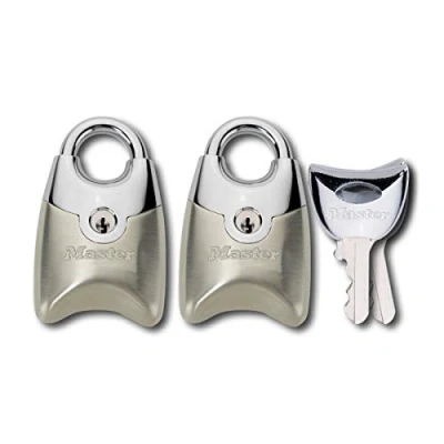 Immagine di Master Lock 195EURTSN Confezione da 2 Lucchetti a Chiavi con Archetto Protezione, Grigio, 4,4 x 1,4