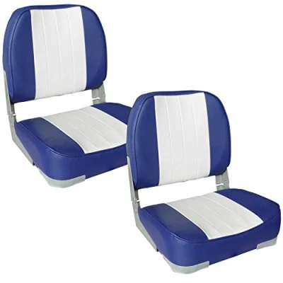 Immagine di [pro.tec] 2x sedile barca (blu bianco) di similpelle impermeabile / timone imbottito /sedile pescatore persistente ad UV