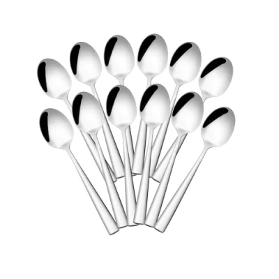 Immagine di Otto Koning Leipzig Cucchiaino da caffè in acciaio inox, finitura lucida a specchio, cucchiaini dal design elegante e moderno, confezione 12.