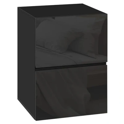 Immagine di EUGAD Comodino con 2 Cassetti Lucido, Mobiletto Nero per Camera da Letto, Salotto, Cassettiera Piccola Salvaspazio in Legno, 40x40x58cm, Design Moderno, 0013CTG