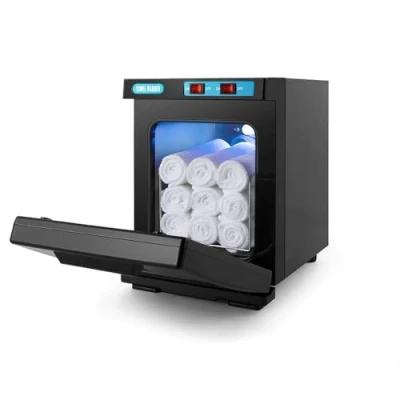 Immagine di Scaldasalviette, 10/23L, asciugamano UV disinfettante, caldo sterilizzatore gabinetto, riscaldamento a 360, 176F, armadietto riscaldante professionale per bellezza, salone, spa (nero)