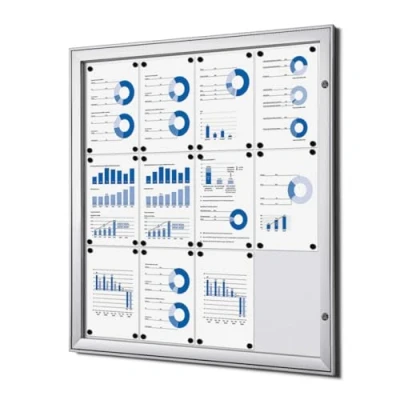 Immagine di Danieli Bacheca da Esterno Porta Menu e Avvisi A4. con Serratura Coppia di Chiavi in Dotazione. Facile Fissaggio a Parete. Superficie Acciaio Magnetica Scrivibile. (12 x A4)