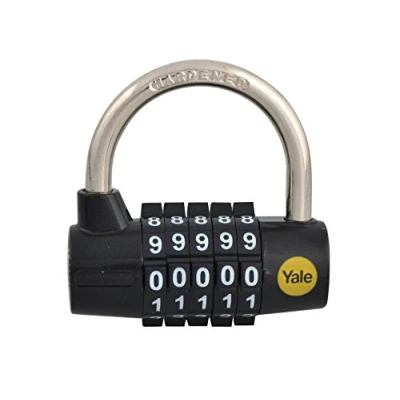 Immagine di Yale Locks YALY16048, lucchetto con combinazione a cinque numeri in acciaio, 48 mm