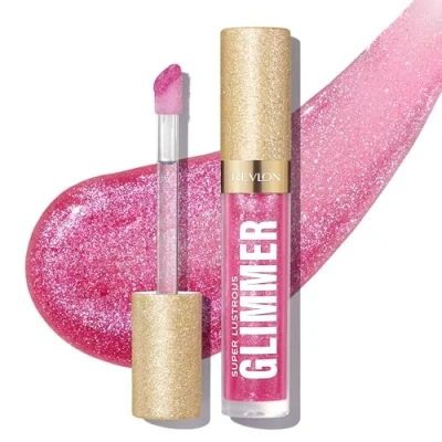 Immagine di Revlon Super Lustrous Glimmer Gloss, Glitterato Idratante e Rimpolpante, Finish Ultra Lucido Brillante, Formula a Base di Piante, 008 Rose Glow, 3.8ml