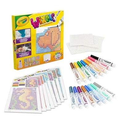 Immagine di CRAYOLA Wixels Kit di attività per Animali Pixel Art Set Assorbente Include pennarelli e Guide Colori Facili da seguire Bambini dai 6 Anni in su