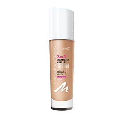 Immagine di Manhattan 3 in 1 Easy Match Make Up, fondotinta senza olio per una carnagione impeccabile, colore 39 naturale, 30 ml