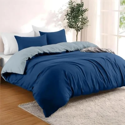 Immagine di Dreamzie Una Piazza e Mezza 155x220 cm con 2 Federe 80x80 Blu Scuro/Blu Grigio Set Copripiumino