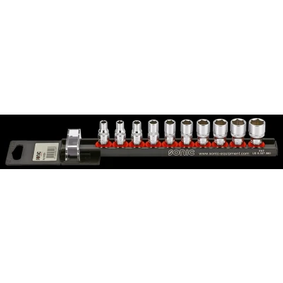 Immagine di SONIC 101001 Set bussole 10 Esagonale Acciaio al cromo vanadio, Alluminio 1/4 Quadrato