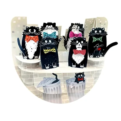 Immagine di SANTORO PopnRock, Biglietto d&#039;auguri 3D pop up Gatti con papillon Per bambini, lei, lui, compleanno (beigemarronegrigionero)