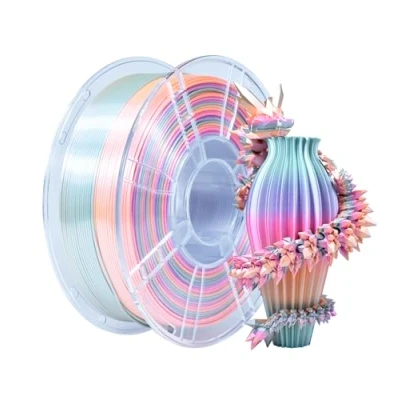 Immagine di iBOSS Filamento PLA+ Multicolore da 1.75 mm, PLA Plus, di Seta Arcobaleno per Stampante 3D, 1 kg (2.2 lbs), Cambio Colore Caramelle