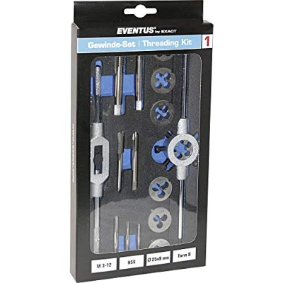 Immagine di Eventus by Exact 70607 KIT maschi e filiere 16 parti HSS metrica M3, M4, M5, M6, M8, M10, M12