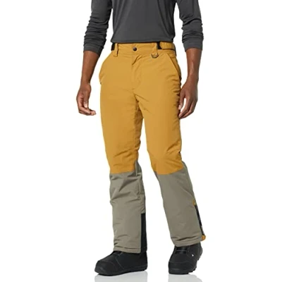 Immagine di Amazon Essentials Pantaloni da Neve e Snowboard Isolati Impermeabili Uomo, Giallo Senape Marrone Color Block, L
