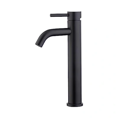 Immagine di Ibergrif miscelatore alto per lavabo, lavabo da bagno, monocomando cromato nero M11203B