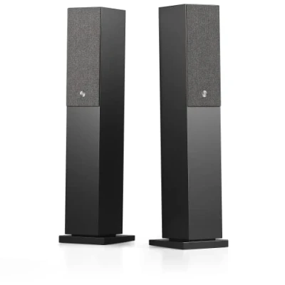 Immagine di Audio Pro Coppia di Casse Stereo Wireless Multiroom da Pavimento con WiFi, AirPlay2, Google Cast, Spotify Connect, Bluetooth e HiFi 2 Potenti Altoparlanti per Musica TV A38 Nero
