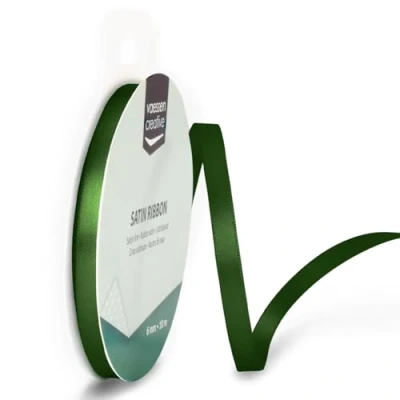 Immagine di Iris Ohyama Ribbon Lyon Wired Nastro di Raso, Verde (Scuro), 6 mm x 10 m