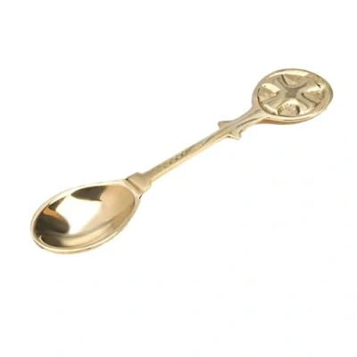 Immagine di NKlaus cucchiaio per incenso 11cm oro resine ed erbe in ottone massiccio regalo fatto a mano 2945