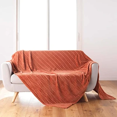 Immagine di Douceur d&#039;Intérieur, Arya Coperta morbida in flanella, 180 x 220 cm, colore: Terracotta