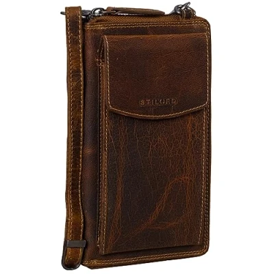 Immagine di STILORD &#039;Sarah&#039; Borsetta Tracolla donna Piccola in Pelle per cellulare da telefono Borsa regolabile Crossbody Wallet donne, Colore:luino marrone